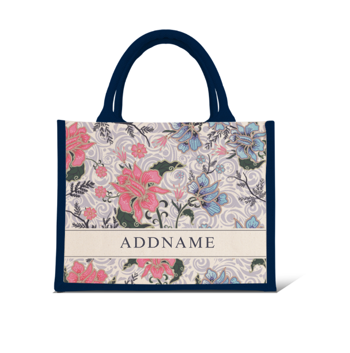 Modern Mahsuri Series - Legend Blue Half Lining Small Jute Bag