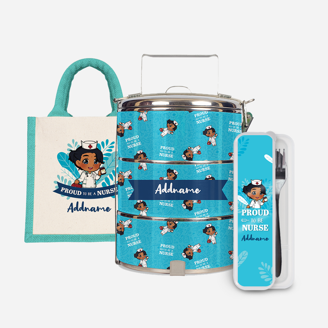 Nurse Series - Half Lining Lunch Bag, Tiffin Carrier and Cutlery Set