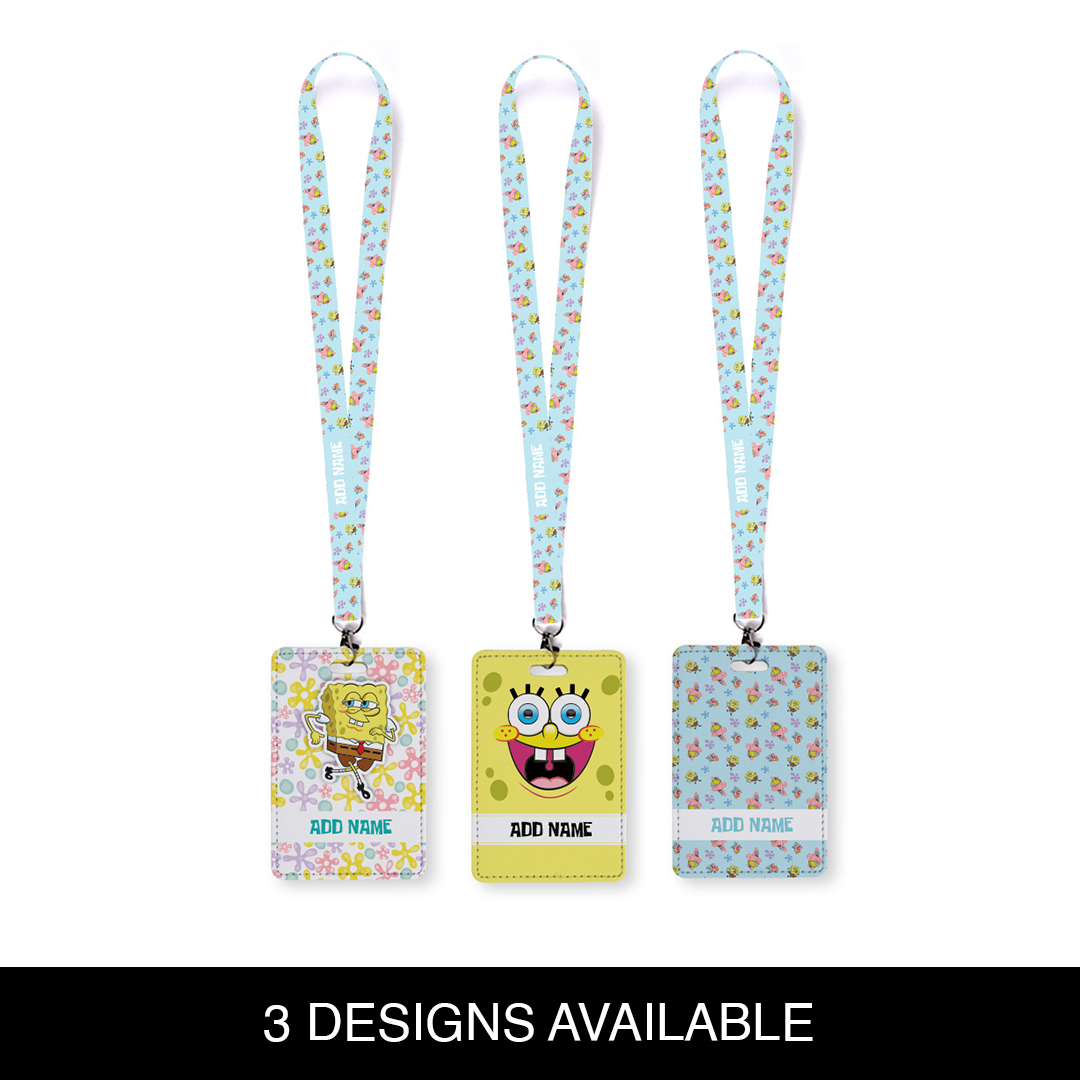 SpongeBob - Happy Walking Pattern Personalized Lanyard with Cardholder