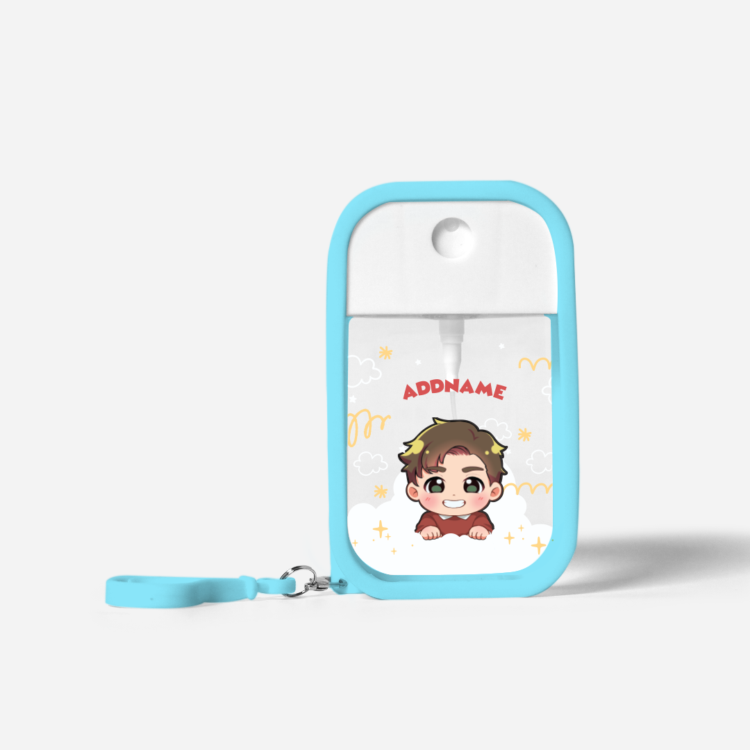 Chibi Me Series Refillable Hand Sanitizer with Personalisation - Chinese Male Light Blue