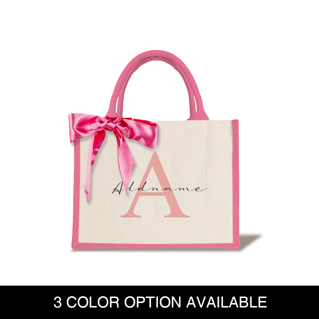 Alphabet Series Half Lining Small Jute Bag