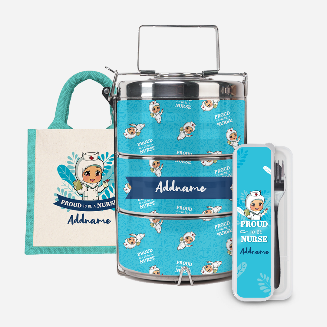 Nurse Series - Half Lining Lunch Bag, Tiffin Carrier and Cutlery Set