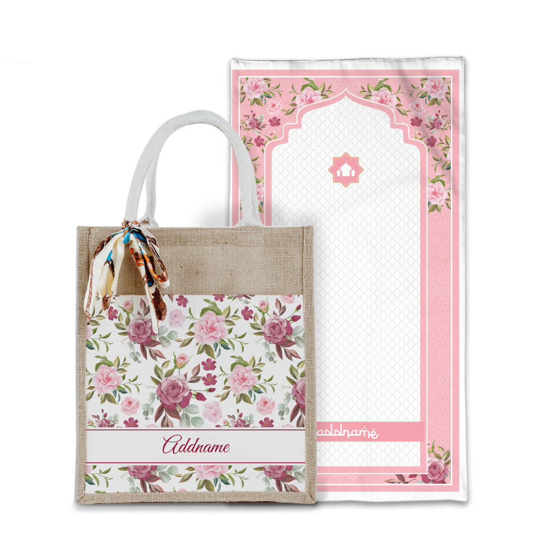 Laura Ruby Sejadah with Matching Colourful Jute Bag