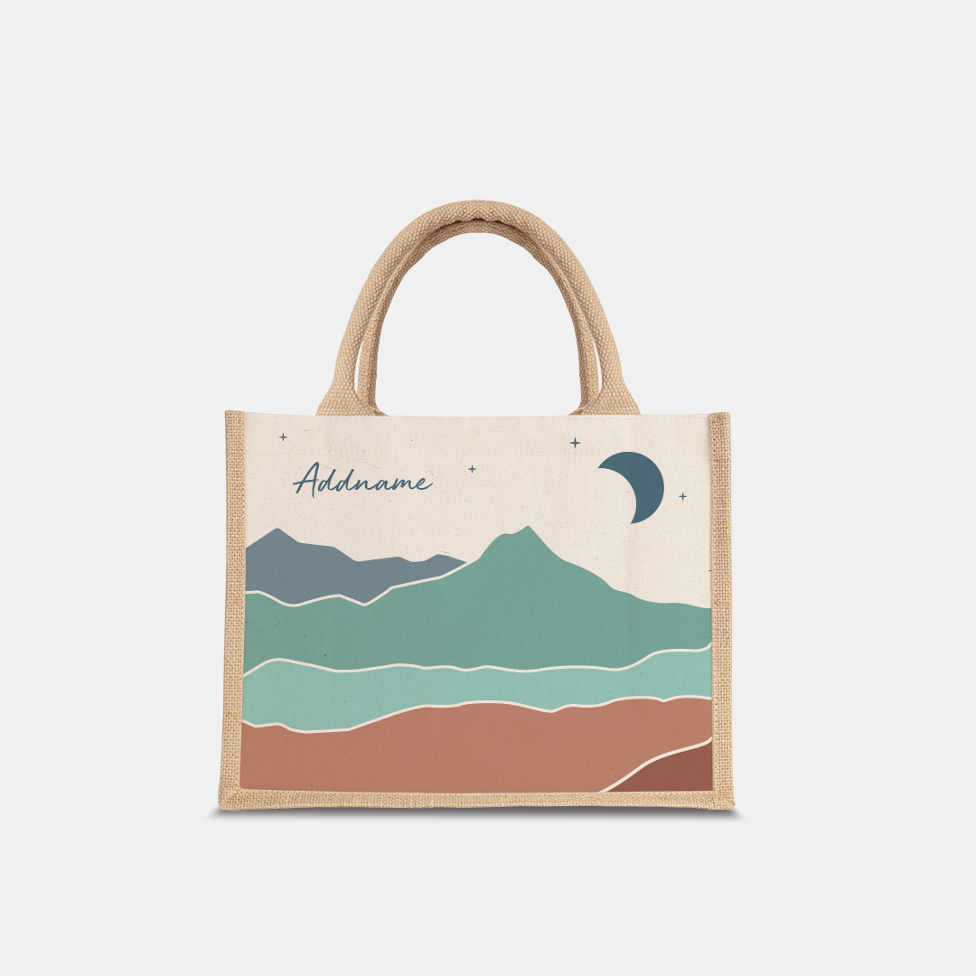 Kaira Series Half Lining Small Jute Bag - Azraq Natural