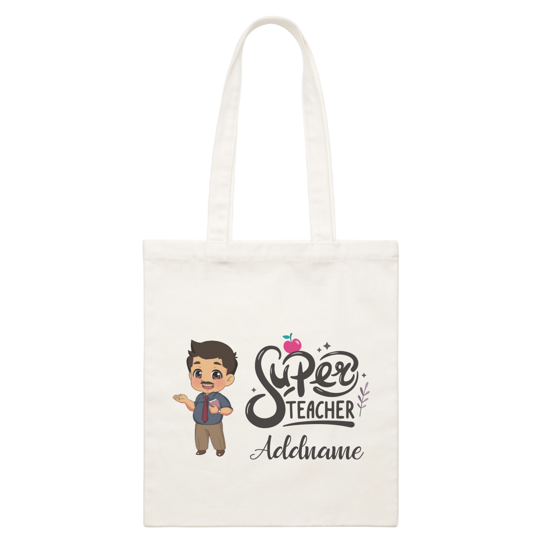 Chibi Super Teacher White Canvas Bag