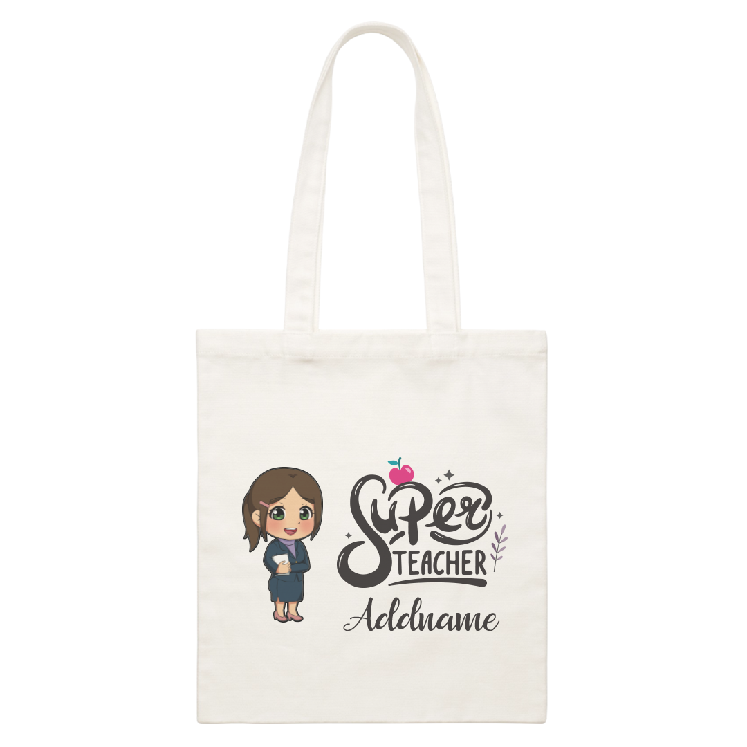 Chibi Super Teacher White Canvas Bag