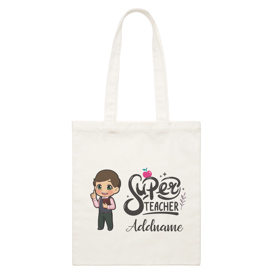 Chibi Super Teacher White Canvas Bag