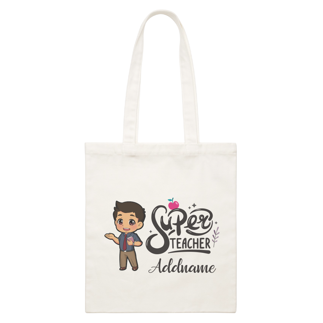 Chibi Super Teacher White Canvas Bag