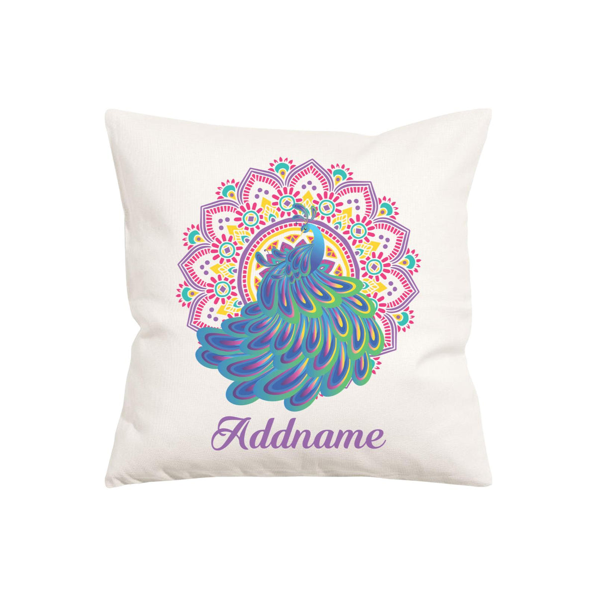 Deepavali Series Virtue Peacock with Purple Mandala PW Cushion