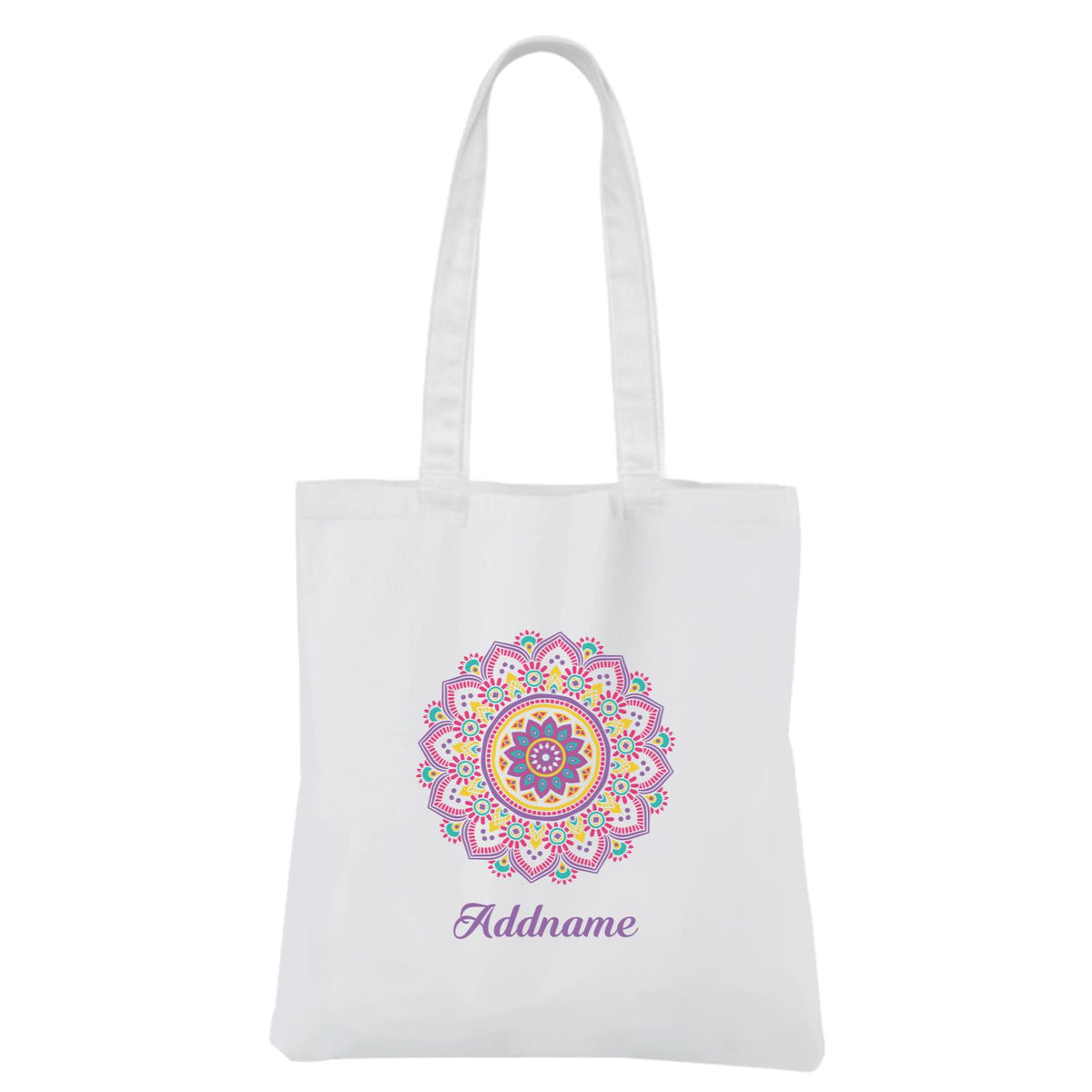 Deepavali Series Purple Mandala White Canvas Bag