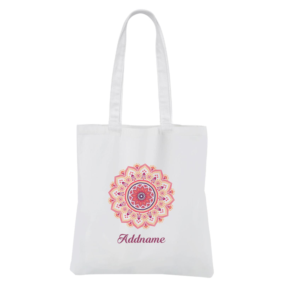 Deepavali Series Red Mandala White Canvas Bag