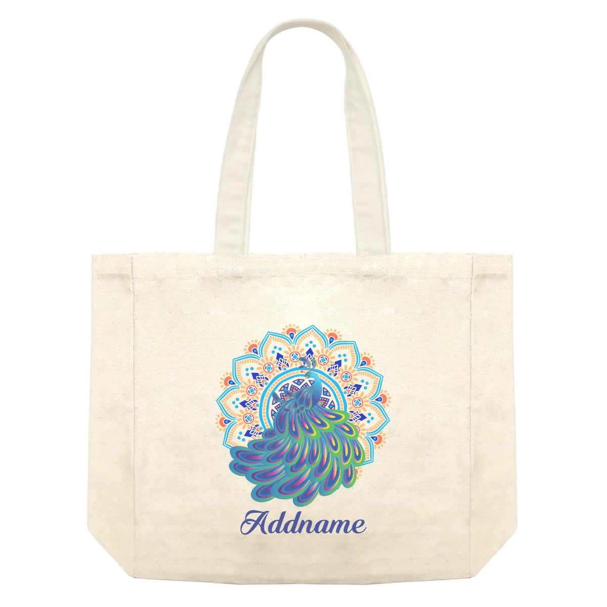 Deepavali Series Virtue Peacock with Sky Blue Mandala Shopping Bag