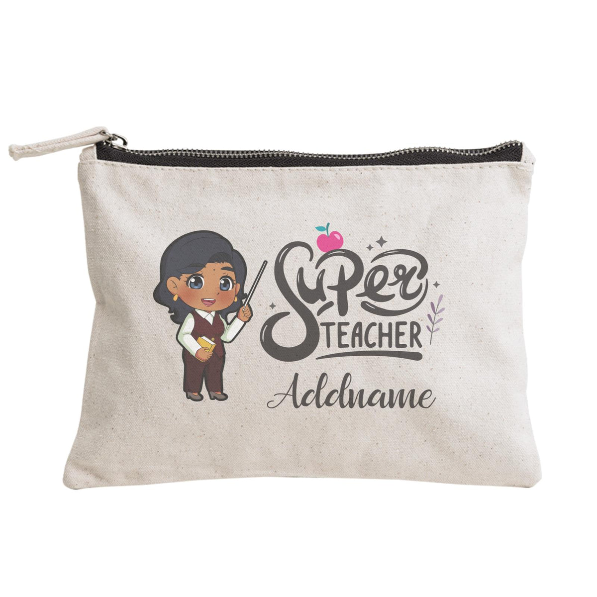 Chibi Super Teacher Indian Female Teacher Zipper Pouch