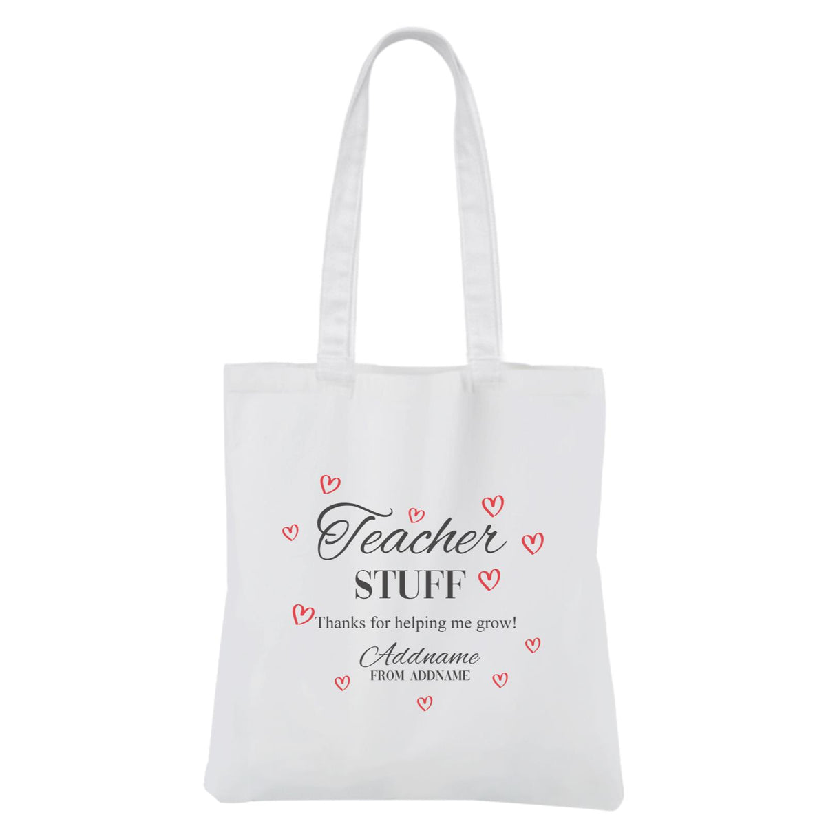 Teacher Stuff Thanks For Helping Me Grow White Canvas Bag