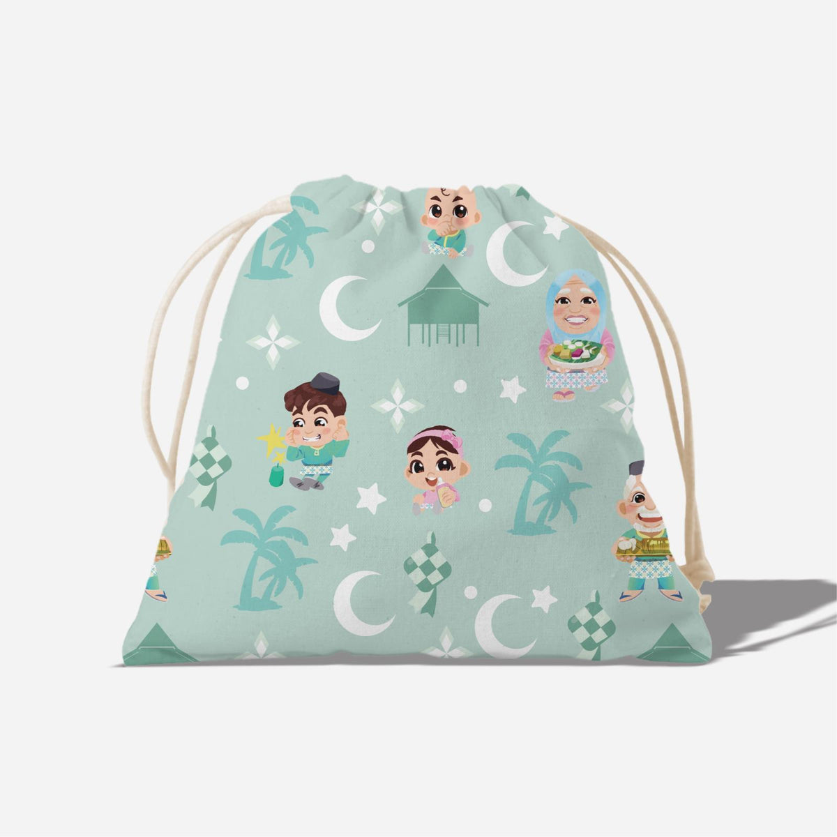 Seindah Lebaran Full Print Satchel - Pastel Green