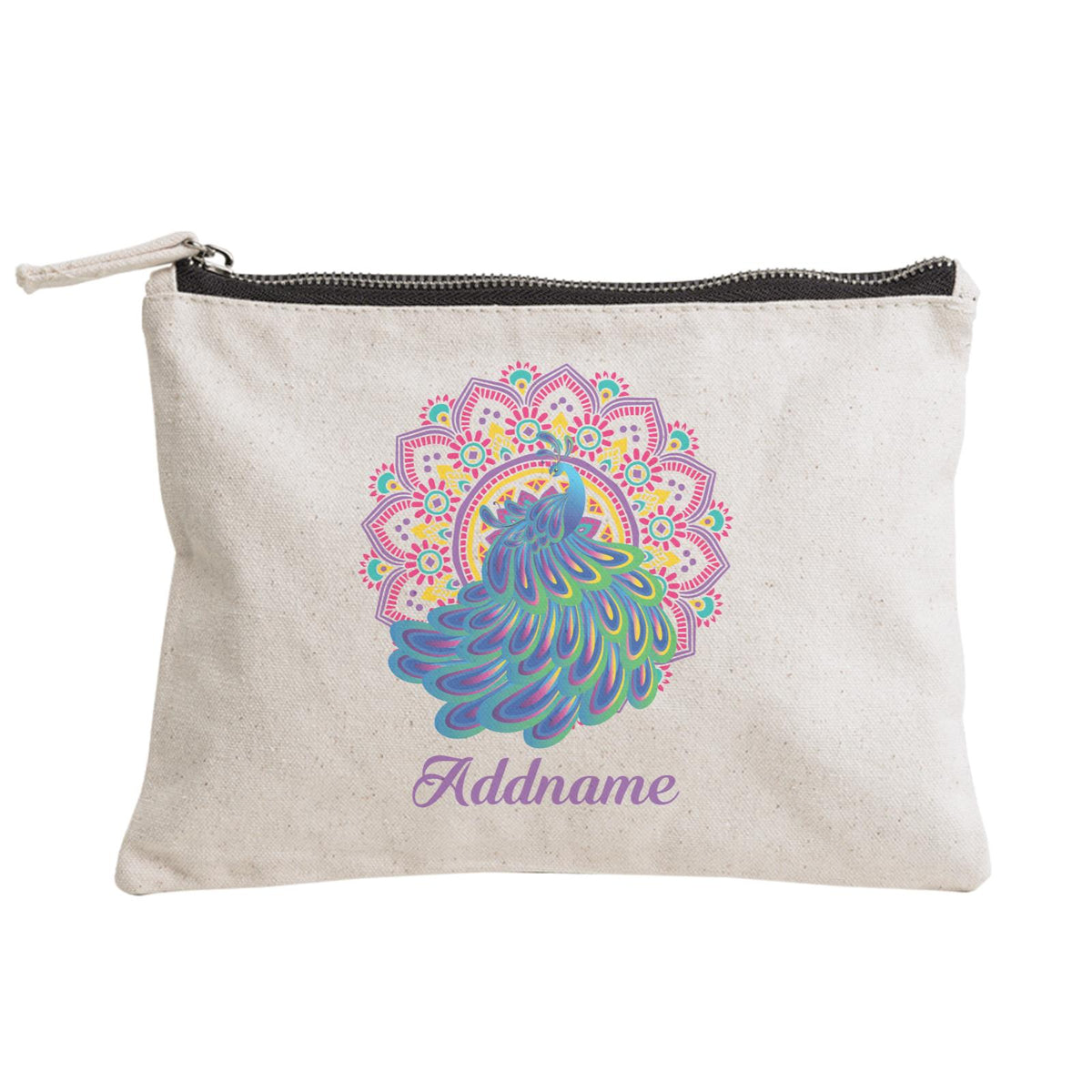 Deepavali Series Virtue Peacock with Purple Mandala Zipper Pouch