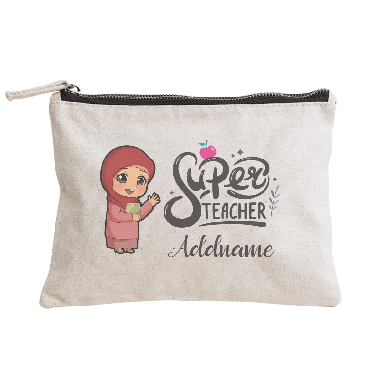 Chibi Super Teacher Malay Female Teacher Zipper Pouch