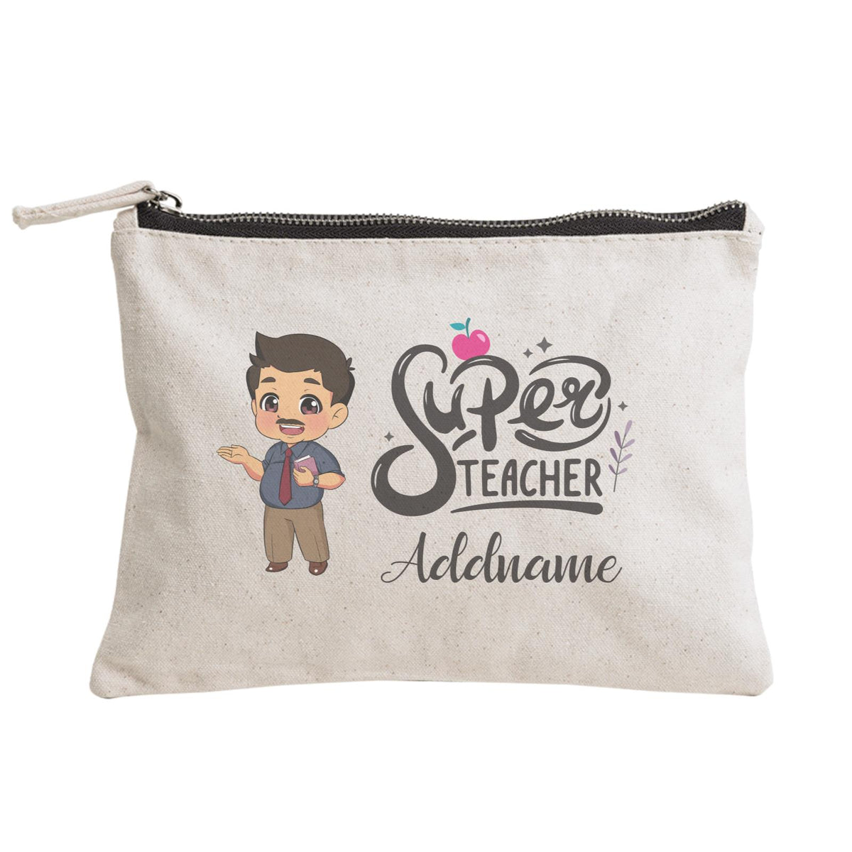Chibi Super Teacher Chubby Male Teacher Zipper Pouch