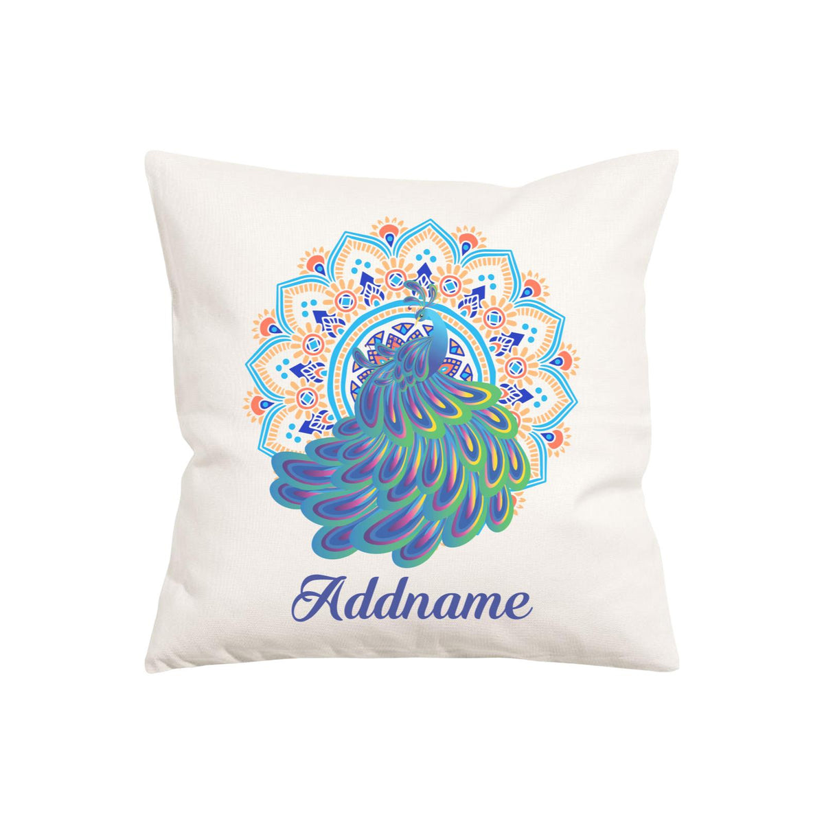 Deepavali Series Virtue Peacock with Sky Blue Mandala PW Cushion