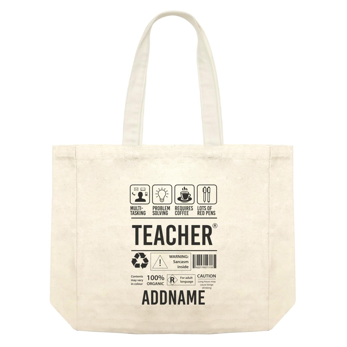 Typography Series - Teacher Infographic Warning Shopping Bag