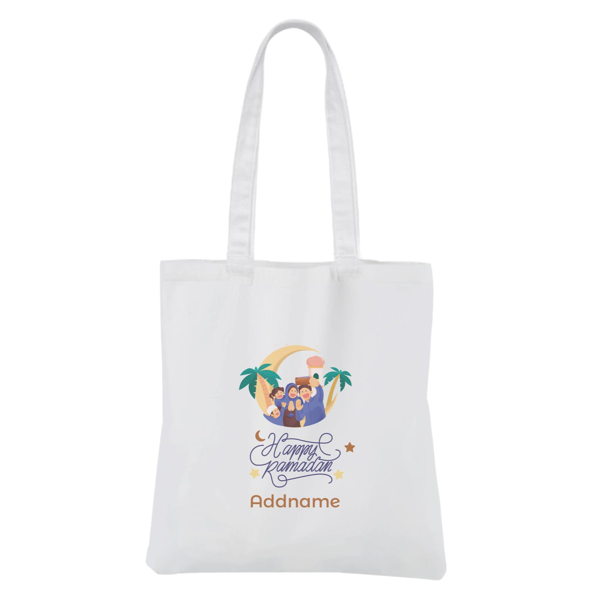 Happy Ramadan Family White Canvas Bag