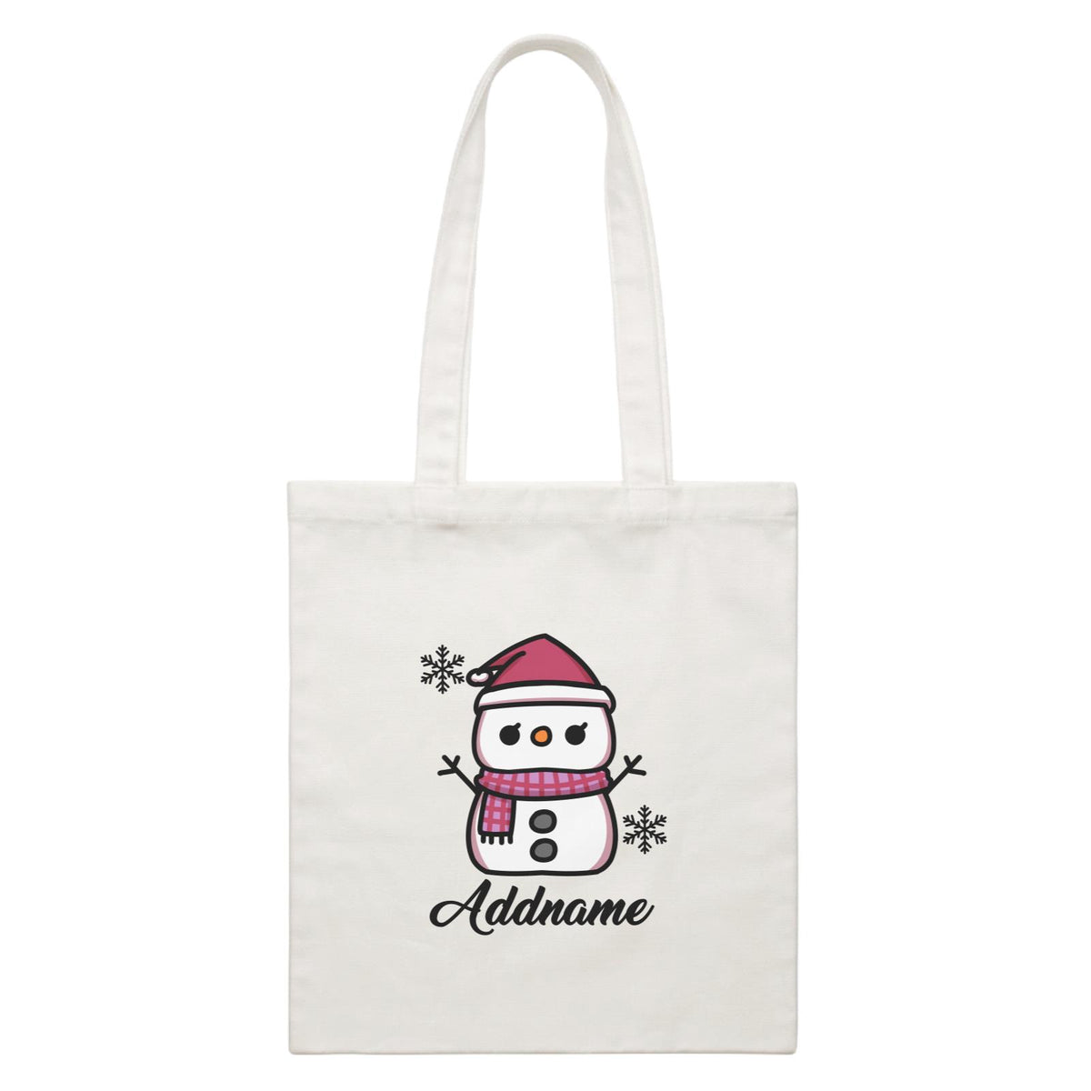 Xmas Little Girl Snowman White Canvas Bag