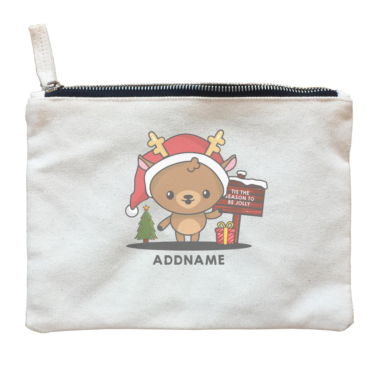 Christmas Cute Jolly Series Deer Addname Zipper Pouch