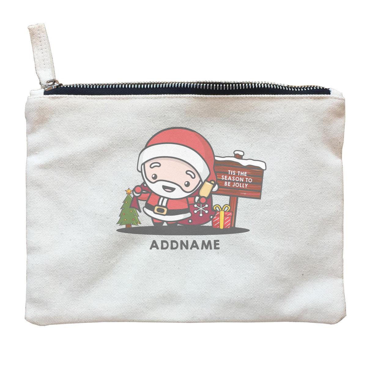Christmas Cute Jolly Series Santa Addname Zipper Pouch