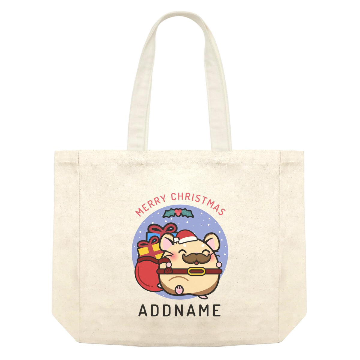 Merry Christmas Cute Santa Father Hamster Shopping Bag