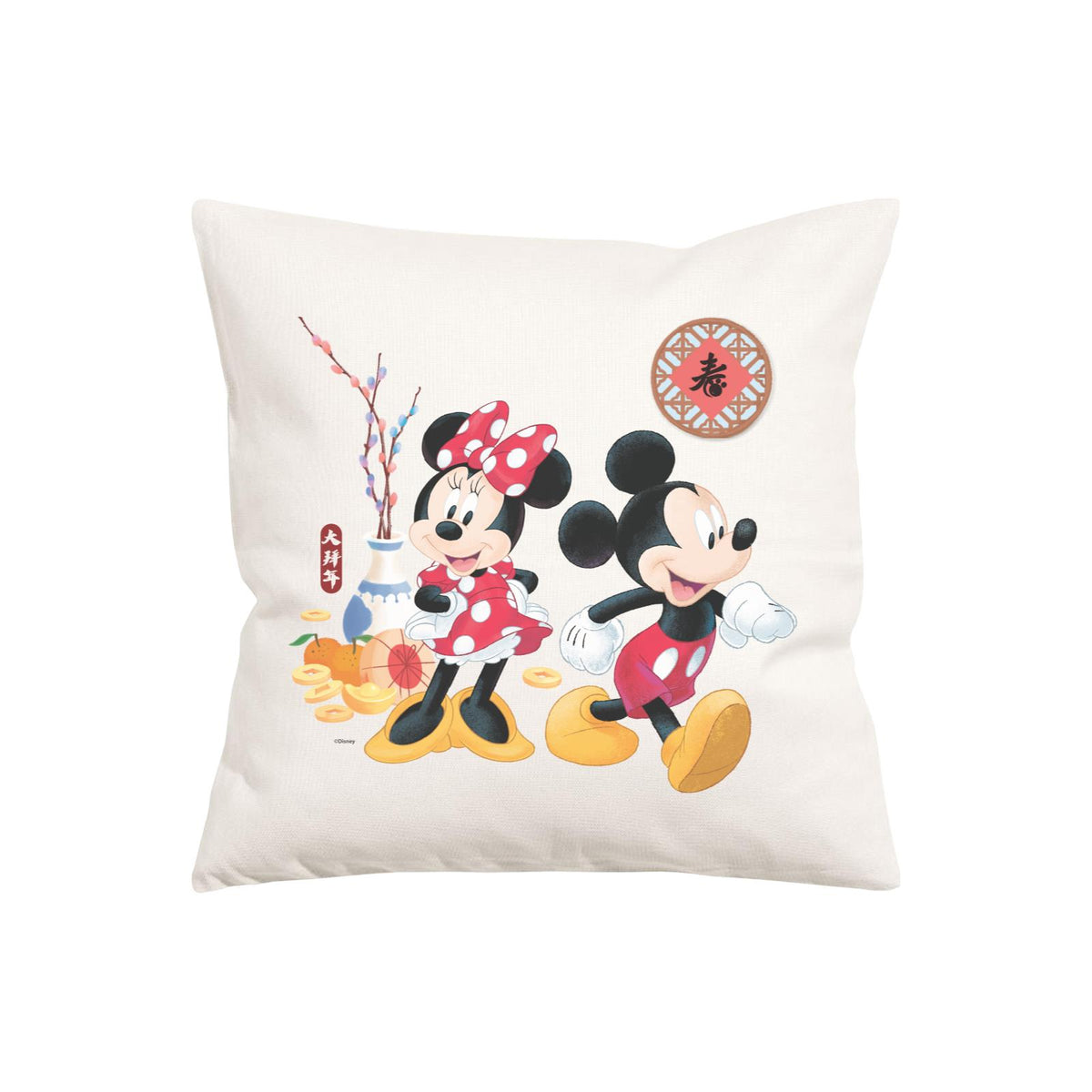 Disney CNY Mickey and Minnie with Prosperity Elements Non Personalised PW Cushion