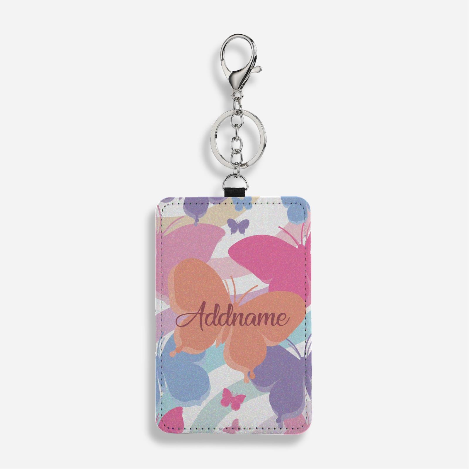Butterfly Series Cardholder with Key Ring - Pink
