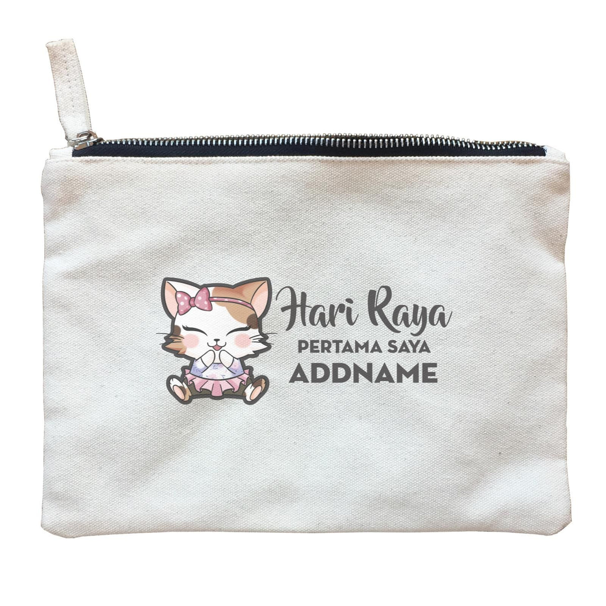 Raya Cute Animals Baby Girl Cat Hari Raya Pertama Saya ZP Zipper Pouch