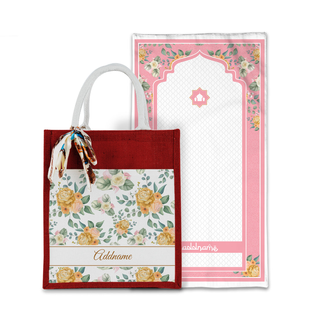 Laura Honey Sejadah with Matching Colourful Jute Bag