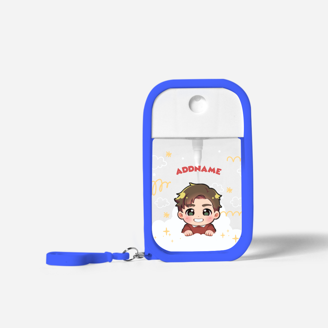 Chibi Me Series Refillable Hand Sanitizer with Personalisation - Chinese Male Royal Blue