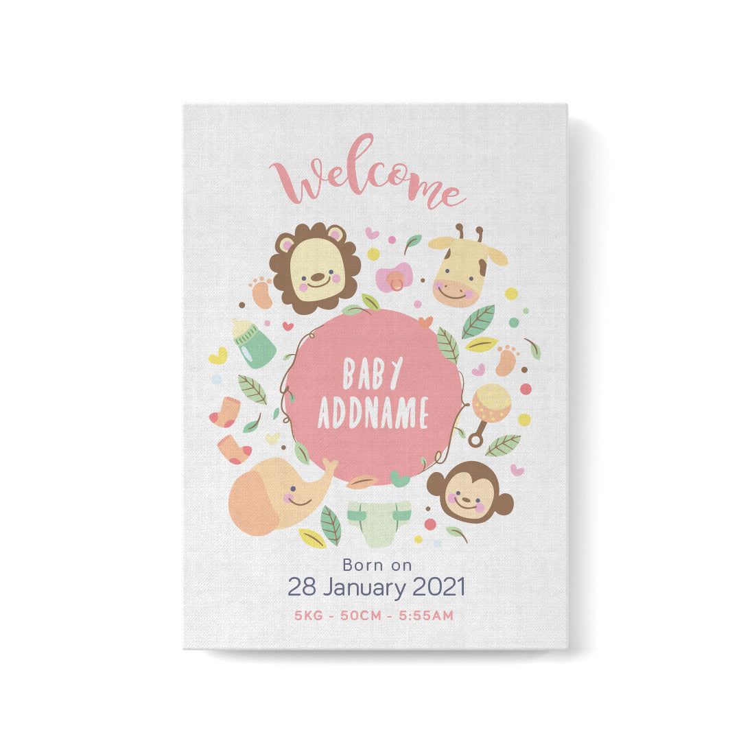 Safari Animal Girl Baby Frame