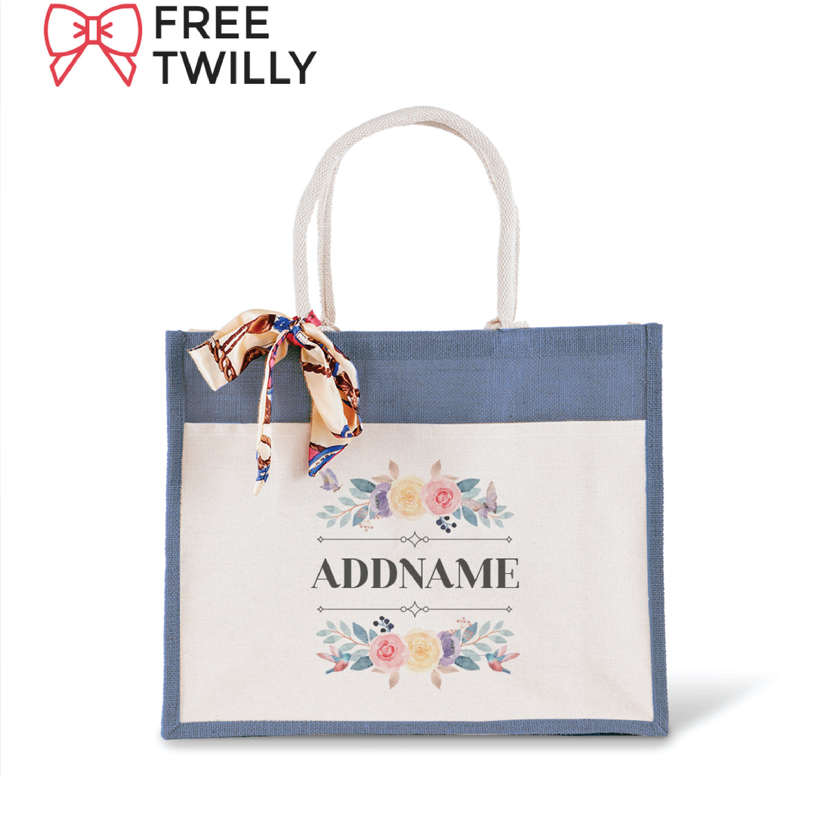 Le Fleur Series Raffinée Grey Jute Bag with Front Pocket