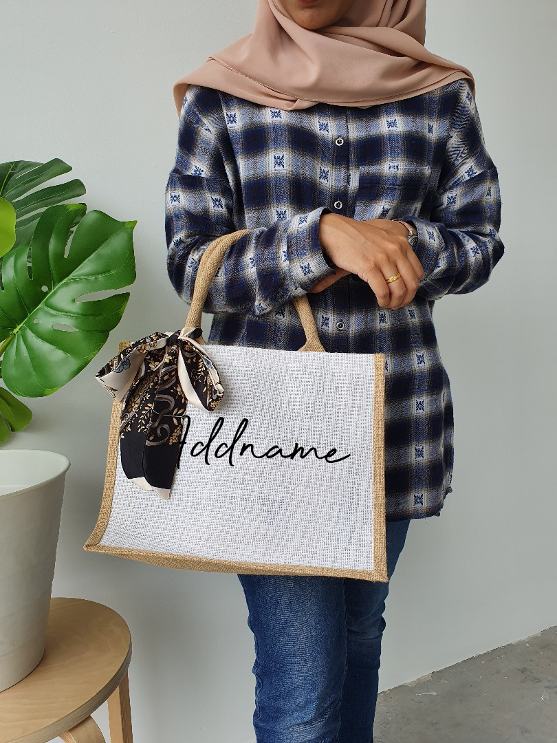 Small Classic White Lady's Jute Bag