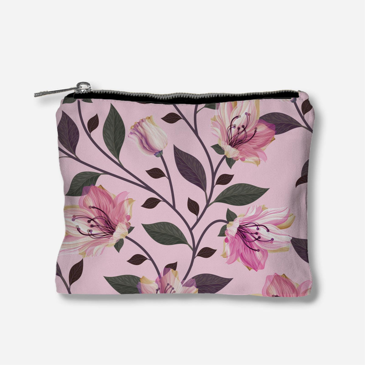 Classic Kesuma Full Print Zipper Pouch - Romantic Pink