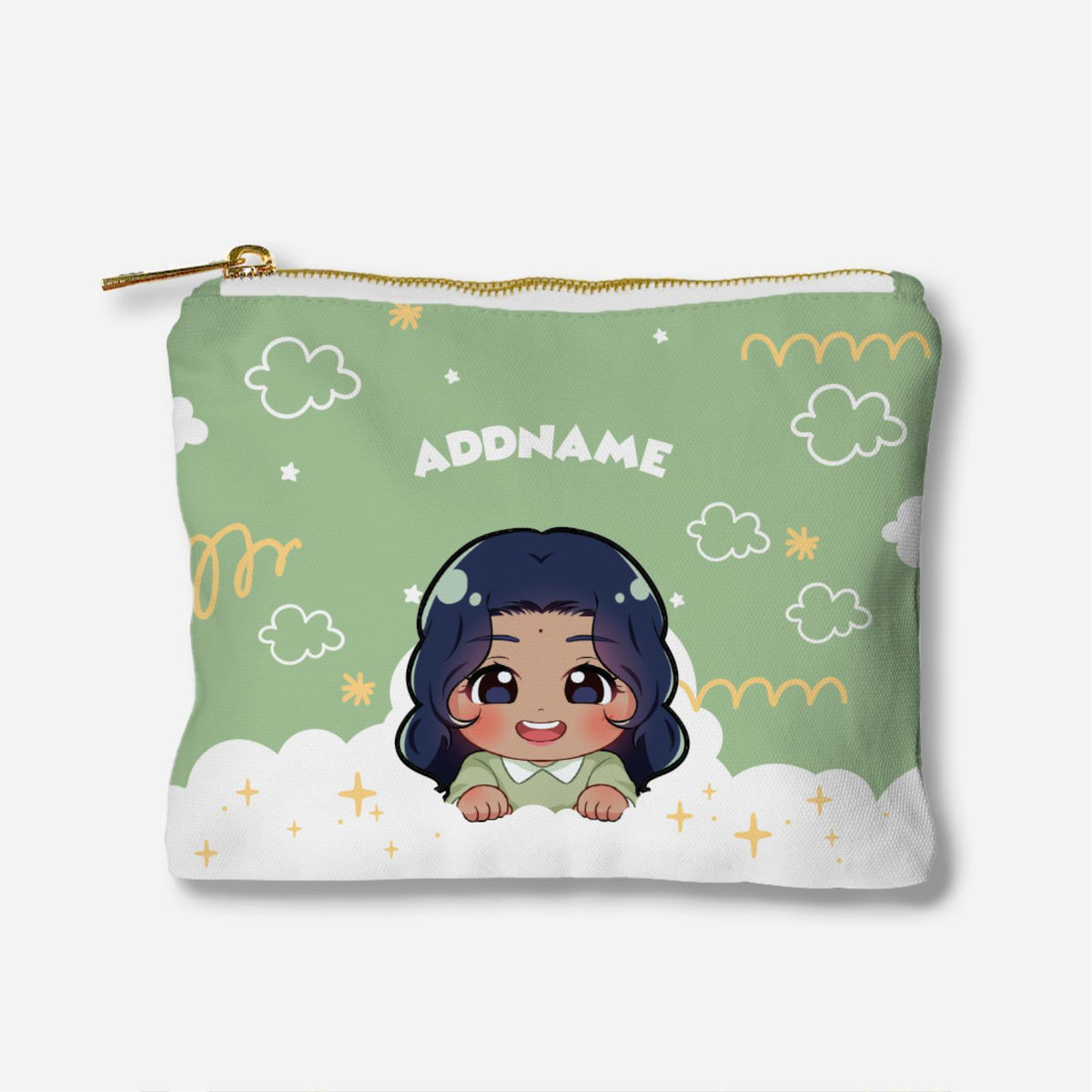 Chibi Me Series Full Print Zipper Pouch - Indian Female