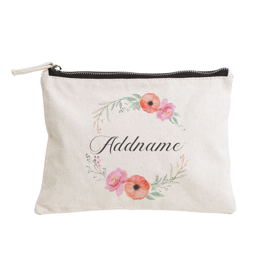 Elegant Flower Wreath Zipper Pouch