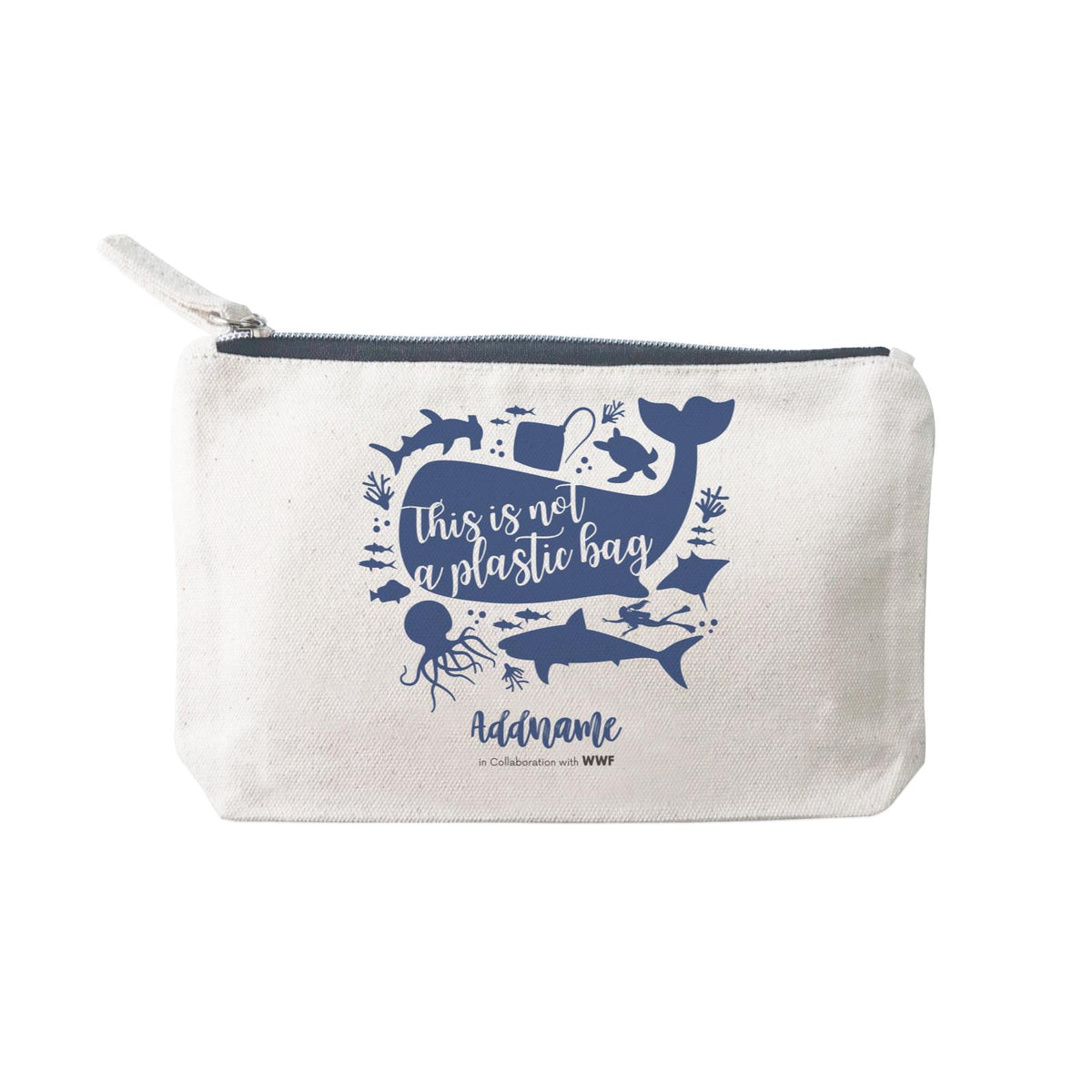 This is Not A Plastic Bag with Sea Animals Silhouette Addname Mini Accessories Stationery Pouch 2