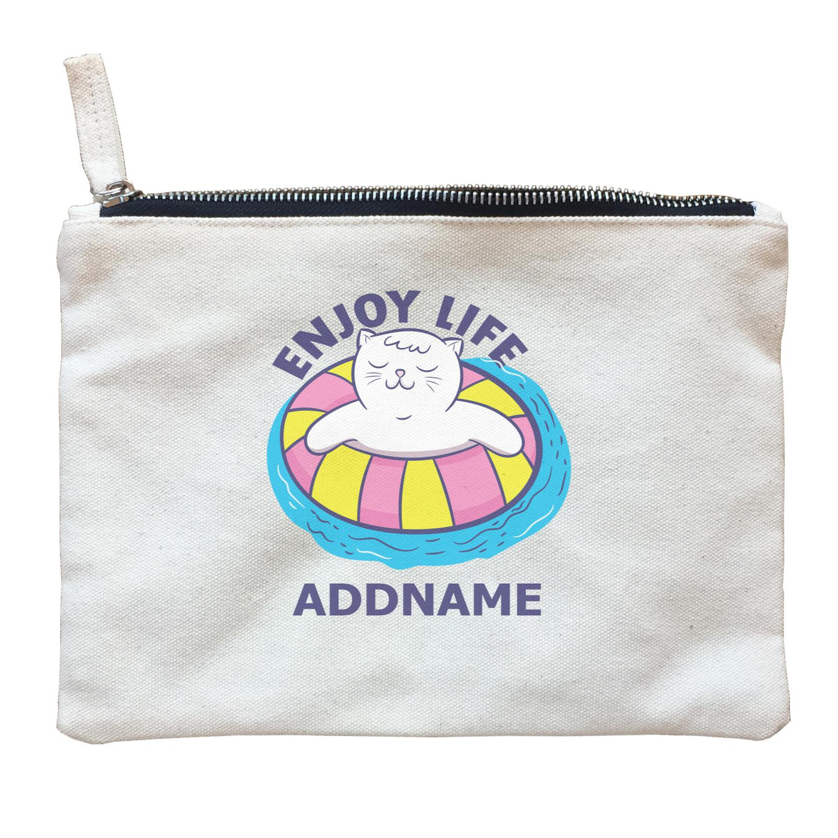 Cool Cute Animals Cats Enjoy Life Addname Zipper Pouch