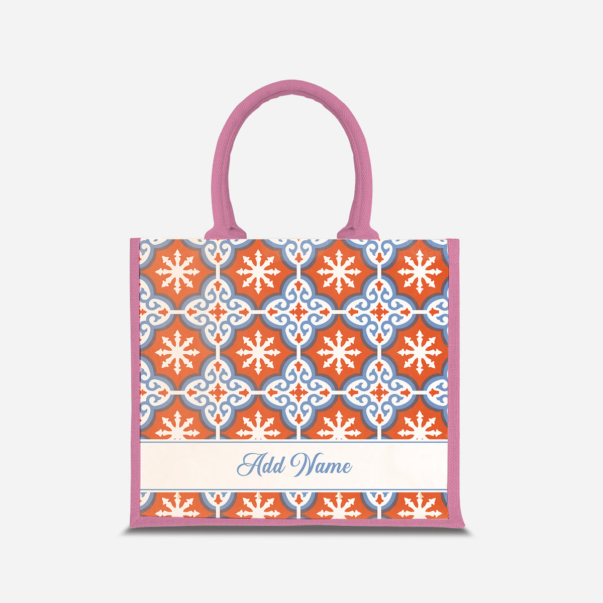 Moroccan Series Half Lining Jute Bag - Cherqi Light Pink