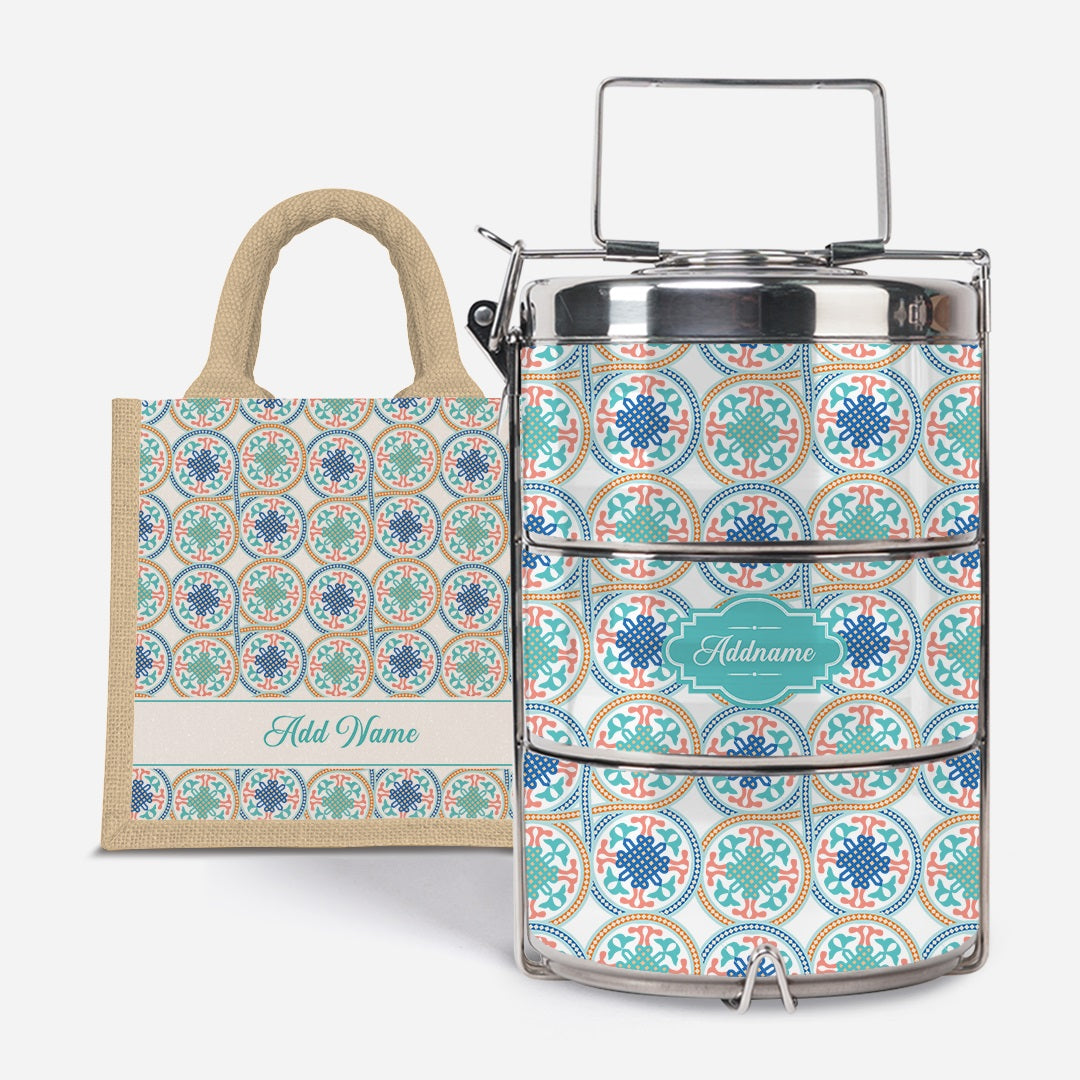 Moroccan Series Premium Tiffin With Half Lining Lunch Bag - Chahid Natural