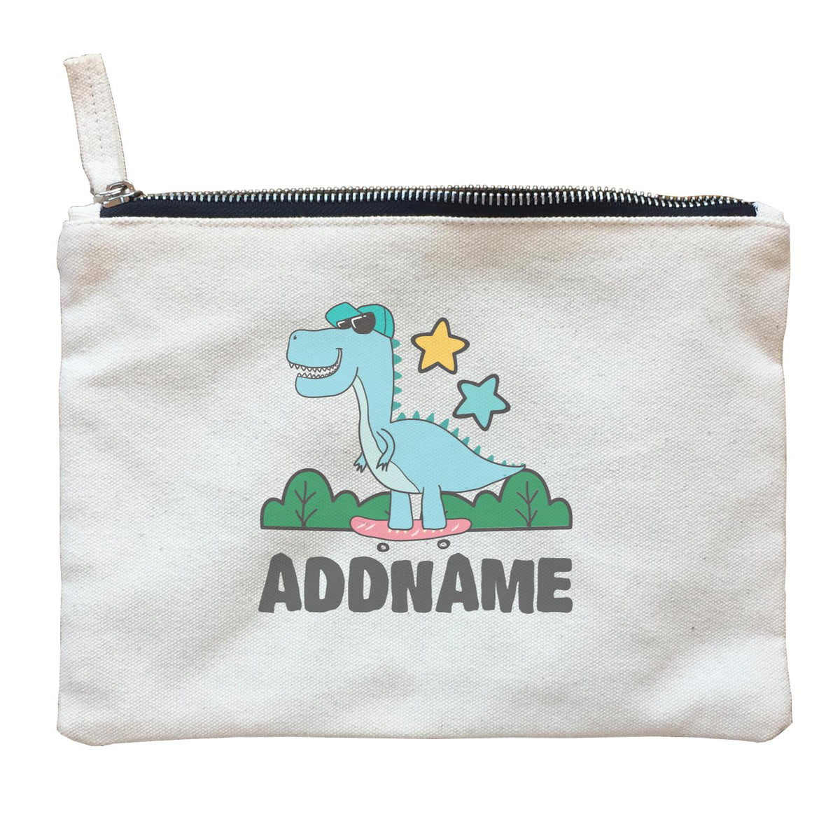 Super Cute Dinosaur Blue Skater Zipper Pouch