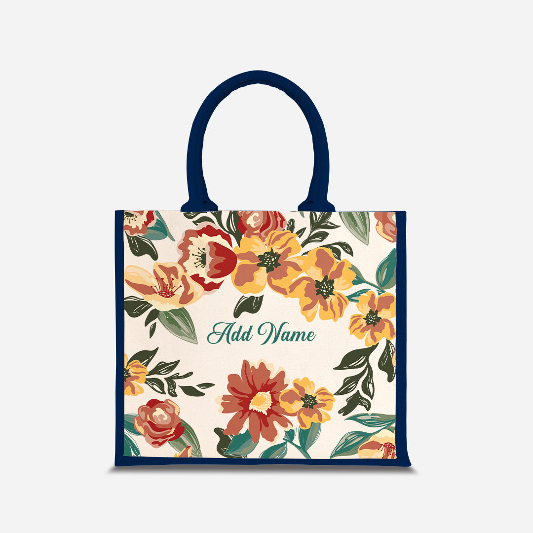 Deborah Series Half Lining Jute Bag - Taupe Navy