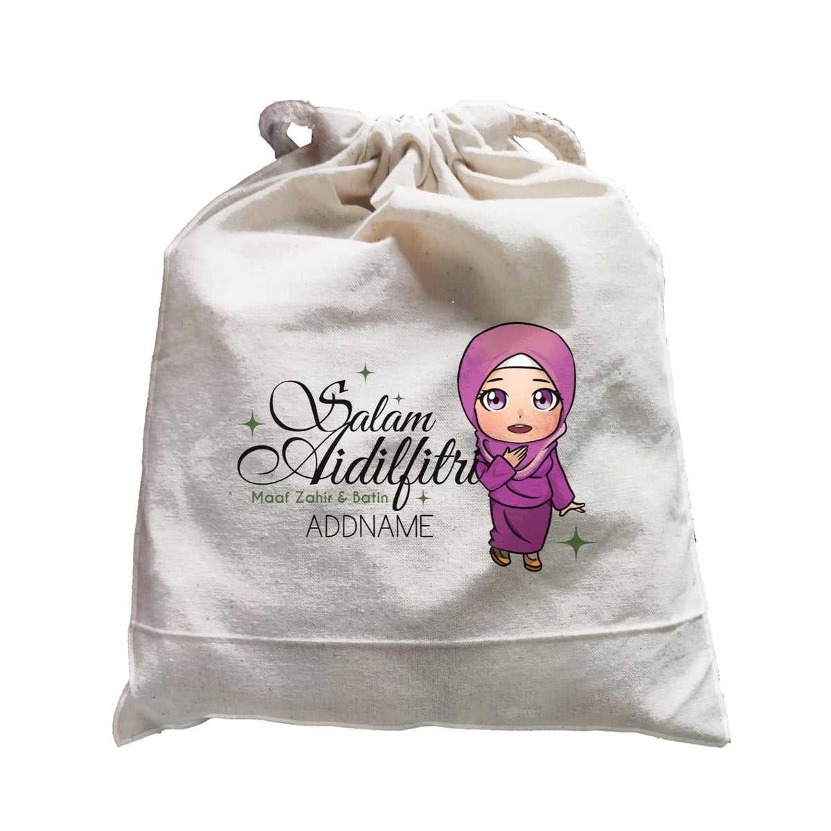 Raya Chibi Wishes Woman Addname Wishes Everyone Salam Aidilfitri Maaf Zahir & Batin Accessories Satchel