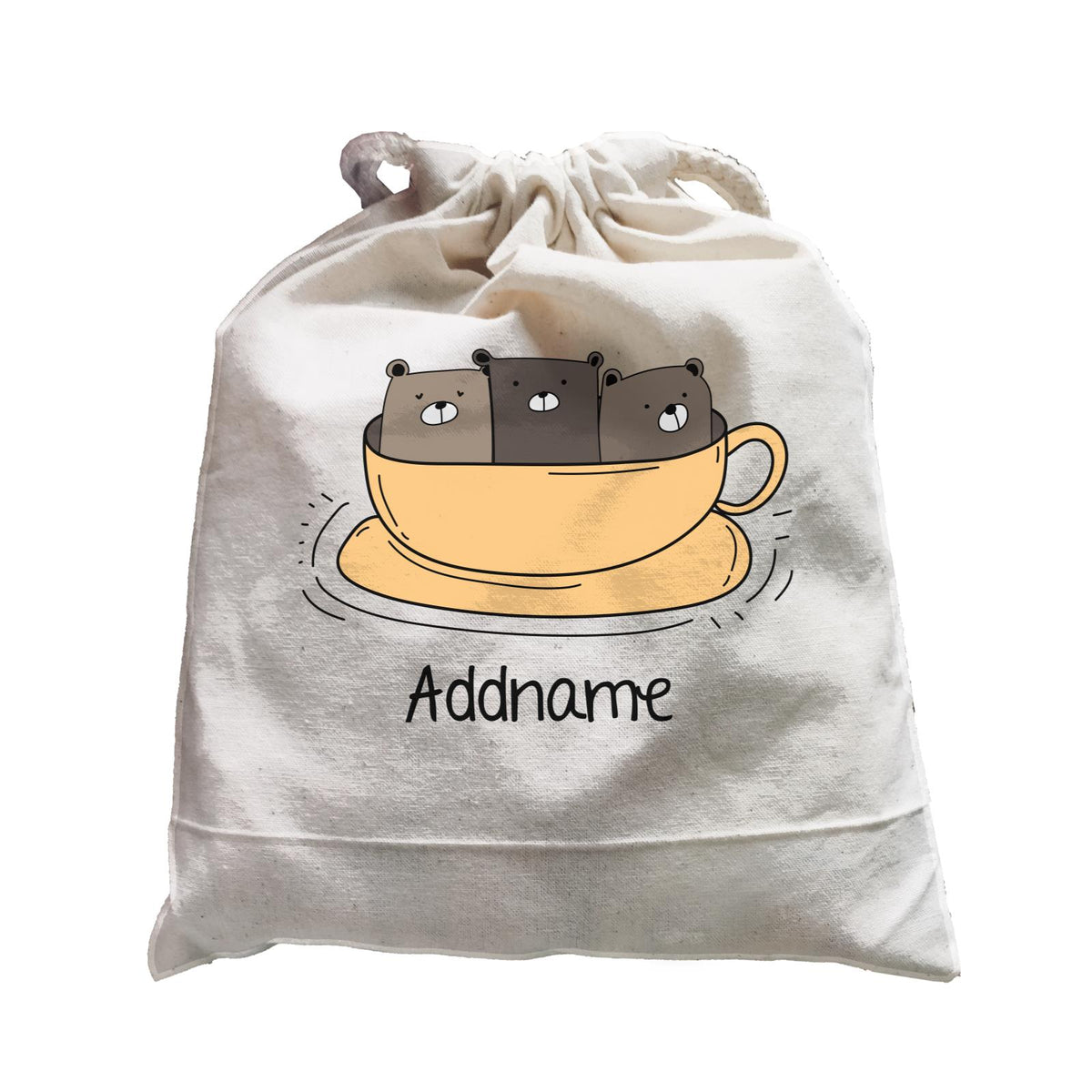 Cute Animals And Friends Series Hello Bear Coffee Cup Group Addname Satchel