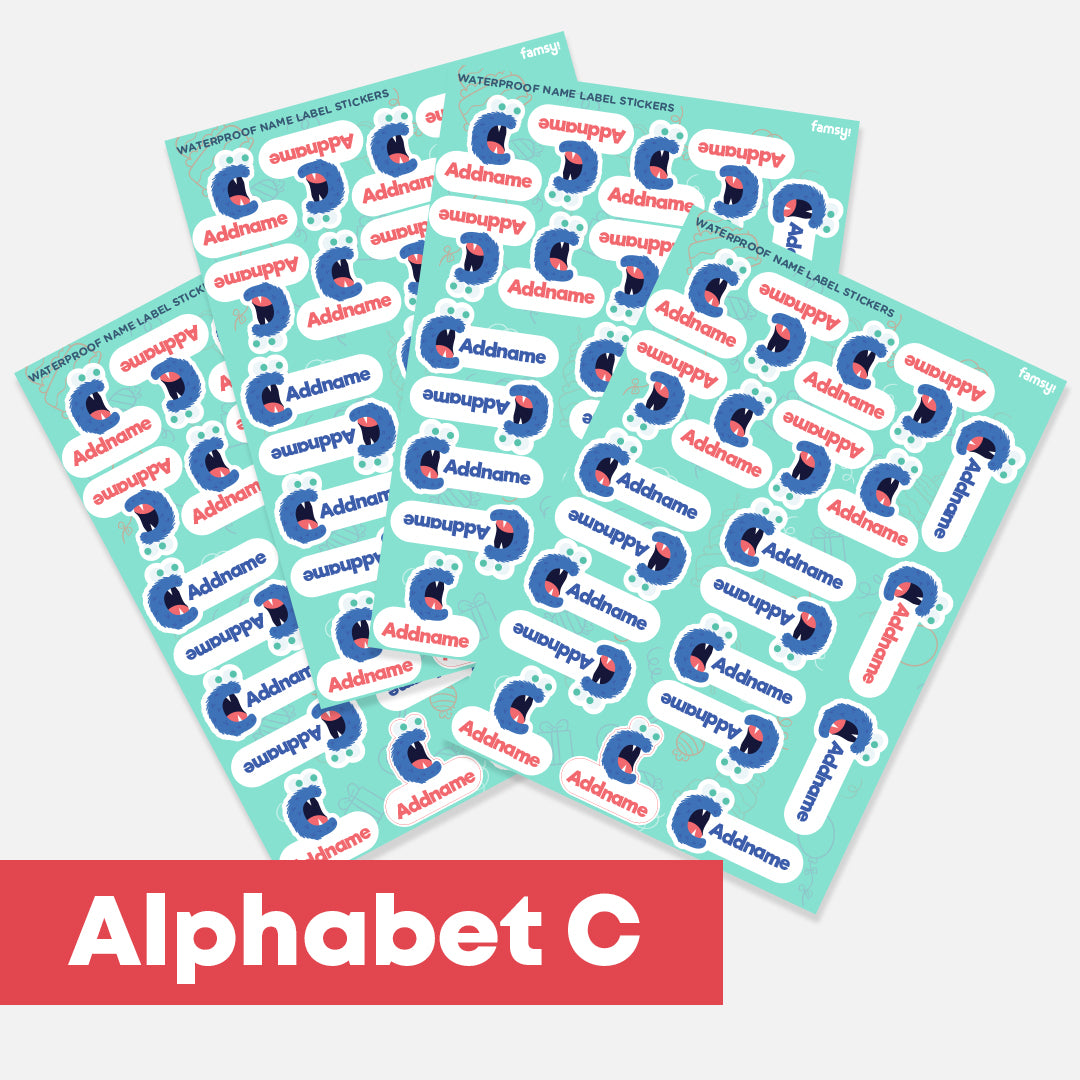 Cute Monster Alphabet Waterproof Name Label Stickers