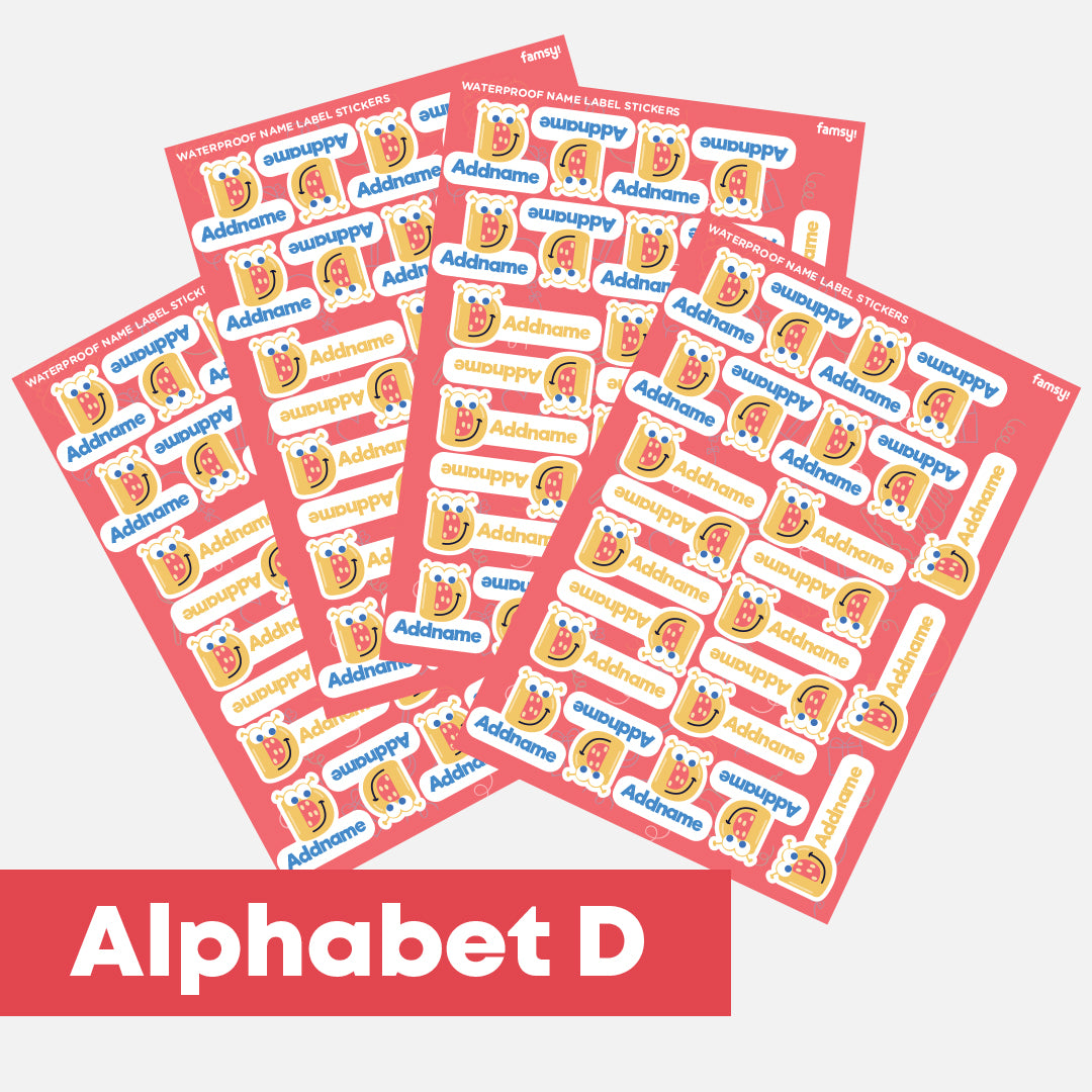 Cute Monster Alphabet Waterproof Name Label Stickers